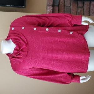 ADRIENNE VITTADINI Red Cowl Metallic Thread Long Sleeve Sweater SIZE: 2X